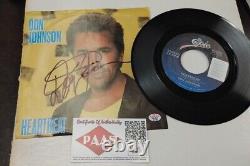 Don Johnson Hand Signed 45 Vinyl Record HEARTBEAT Rare Autograph with C. O. A