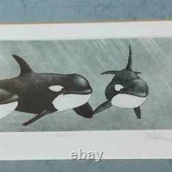 Don Li-Leger Orcas Framed Print Signed Autographed 17/200 Limited Edition Etched