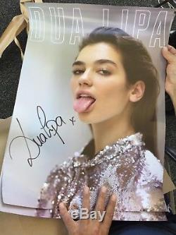 Dua Lipa Autographed(Hand signed) 18x24 DUA LIPA Tongue Out Poster