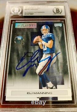 Eli Manning 2007 S. B. Mvp Year Hand-signed Auto Metalized Autograph Bgs