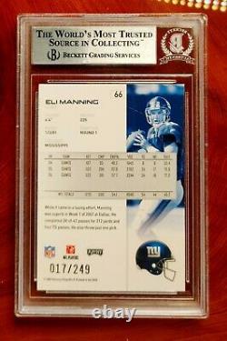 Eli Manning 2007 S. B. Mvp Year Hand-signed Auto Metalized Autograph Bgs