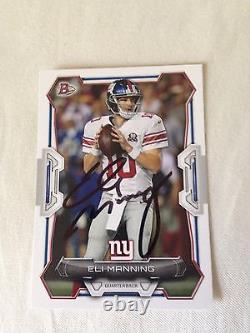 Eli Manning HAND SIGNED FULL SIGNATURE ON CARD 2015 Bowman Card withCOA