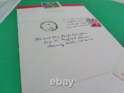 Evelle Younger 1970s CA hand signed letter GOP Atty Gen card to Kirk Douglas lot