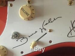 Fender Fiesta Red Stratocaster HAND Signed by The Shadows Hank Marvin, Autograph