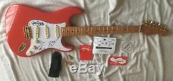 Fender Fiesta Red Stratocaster HAND Signed by The Shadows Hank Marvin, Autograph