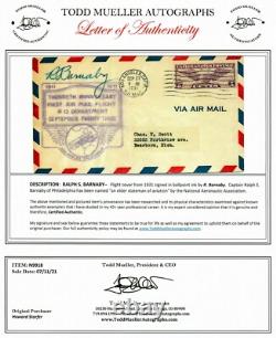 First Person To Earn a Soaring License Ralph Barnaby Hand Signed Cover COA