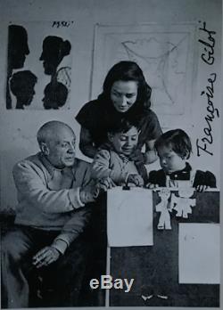 Francoise GILOT Picasso hand signed photo, with Picasso, rare autograph