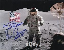GENE CERNAN APOLLO 17 LAST MAN ON THE MOON HAND SIGNED 8x10 PHOTO NASA W-LOA