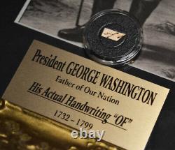 GEORGE WASHINGTON Signed his hand Autograph OF, Antique FRAME, PRINT, COA UAC