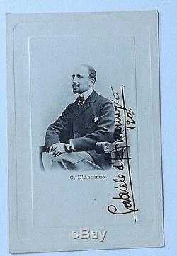Gabriele D'annunzio Authentic Signed In His Hand Early Postcard Photo Dated 1903
