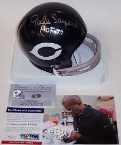 Gale Sayers Autographed Hand Signed Chicago Bears 2 Bar Mini Helmet Hof 77 Psa