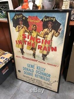 Gene Kelly Hand Signed Autographed Movie Poster Singing In the Rain 1952 Framed
