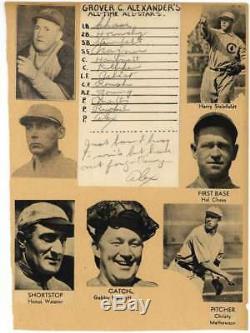 Grover Cleveland Alexander Signed Autographed Hand Written All Star Card PSA/DNA