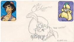 Hand Drawn Sultan on Aladdin Envelope Signed by David Pruiksma with COA
