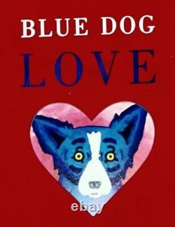 Hand Signed BLUE DOG ART by GEORGE RODRIGUE Collectible LOVE 4 Valentine's Day