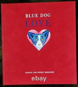 Hand Signed BLUE DOG ART by GEORGE RODRIGUE Collectible LOVE 4 Valentine's Day