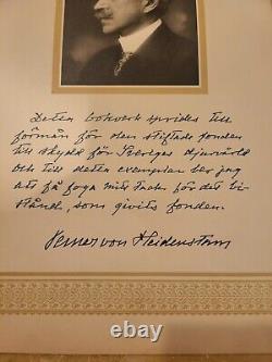 Hand signed Nobel Winner Verner von Heidenstam portrait from Svenska fåglar 1929