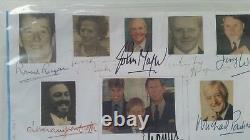 Hand signed autographed photos 13 famous people. R. REAGAN. TATCHER, Schwarzenegger