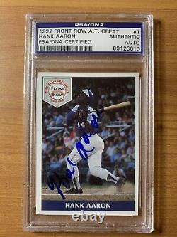 Hank Aaron SIGNED 1992 Front Row AT Great #1 PSA/DNA AUTHENTIC Free Delivery
