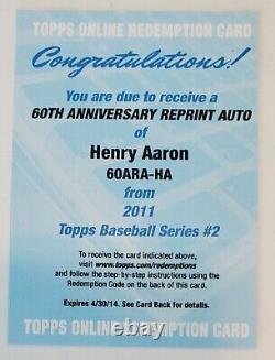 Hank Aaronn 2011 Topps Diamond Anniversary On Card Auto /60 Certified Autograph