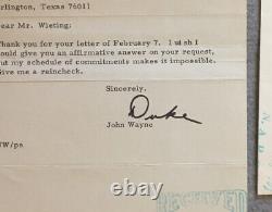 JOHN WAYNE DUKE Hand Signed Autographed LETTER W ENVELOPE WithCOA 1973