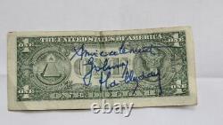 JOHNNY HALLYDAY Autograph Dollar Hand Signed HALLYDAY Dedicace + Certificat