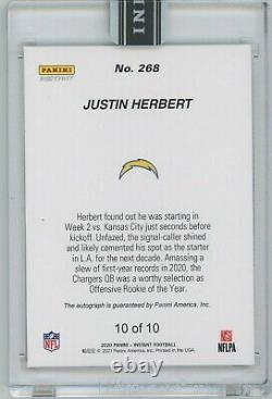 JUSTIN HERBERT 2020 NFL INSTANT #268 Orange /10 AUTO In Hand ROTY