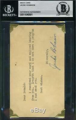 Jackie Robinson Bas Beckett Autograph Early 3x5 Index Card Authentic Hand Signed