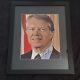 Jimmy Carter Hand Signed 8x10 Photo Autographed With Coa Black Framed Blue Mat