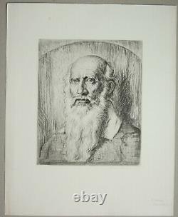Karl Konrad Friedrich Bauer Etching Portrait Leonardo da Vinci Hand Signed