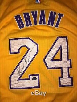Kobe Bryant Hand Signed Autographed La Lakers Yellow Jersey 24 With Coa