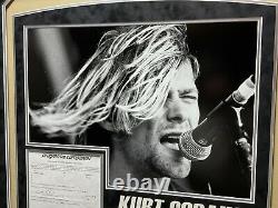 Kurt Cobain Hand Signed Car Insurance Policy Letter Framed JSA COA Autograph