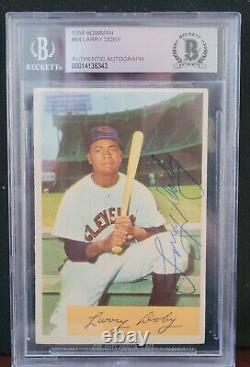 LARRY DOBY Signed Autographed 1954 BOWMAN Beckett BAS Jackie Robinson