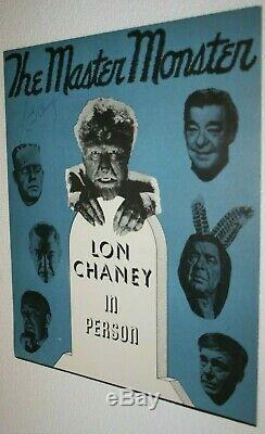 LON CHANEY JR. Hand Signed Autographed Ad Poster withCOA THE WOLFMAN
