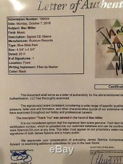 Mac Miller Hand SIGNED Blue Slide Park CD Framed AUTOGRAPH Rare JSA COA Letter