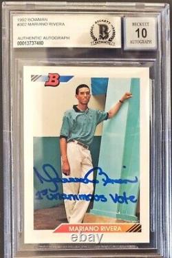 Mariano Rivera Signed 1992 Bowman Yankees Rc Perfect 10 Auto 1st Unanimous Vote
