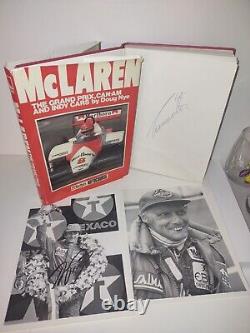 McLaren Indy Lot Niki Lauda Hand Signed 1st Ed+ photo, Alain Prost Signed Photo