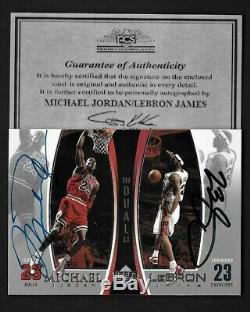 Michael Jordan/Lebron James Upper Deck dual hand signed Autograph Card withCOA