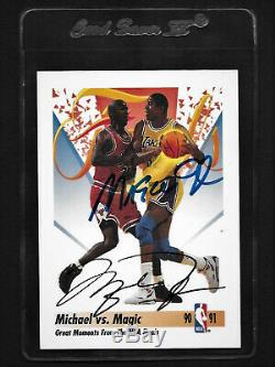 Michael Jordan/Magic Johnson dual hand signed Autograph Card withCOA