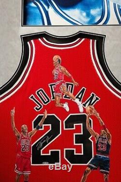 Michael Jordan, Scottie Pippen and Dennis Rodman autographed hand-painted piece