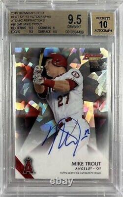 Mike Trout 2015 Bowman's Best Best of'15 Auto Atomic Refractor #/50 BGS 9.5/10