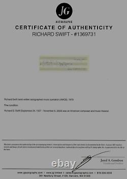 Music Theorist Richard Swift Hand Signed AMQS JG Autographs COA