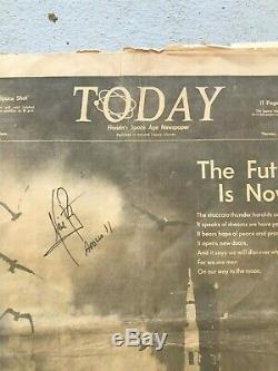 NASA Apollo 11 hand signed Neil Armstrong framed Space Coast Newspaper of Launch