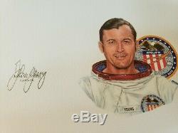 NICE NASA Astronaut John Young HAND SIGNED 5x7 WSS Apollo 16 portrait artwork