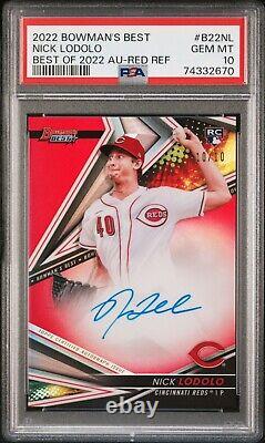 Nick Lodolo 2022 Bowman's Best TRUE RED Auto 10/10 RC GEM MT 10 POP 1