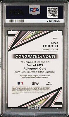 Nick Lodolo 2022 Bowman's Best TRUE RED Auto 10/10 RC GEM MT 10 POP 1