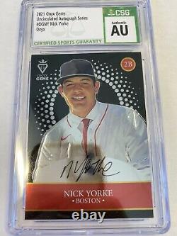 Nick Yorke 2021 Onyx Gems Hand # 1/10 CSG Authenticated Uncirculated Onyx SSP