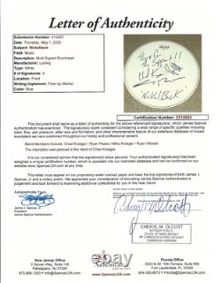 Nickelback REAL hand SIGNED 14 Drumhead JSA LOA Autographed Chad Kroeger +3