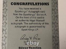 Nigel Mansell Auto F1 Newman-hass 2007 Sportkings Silver Edition Hand Signed