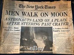ORIGINAL Hand-Signed NEIL ARMSTRONG Autograph and Newspaper Lot FREE SHIPPING